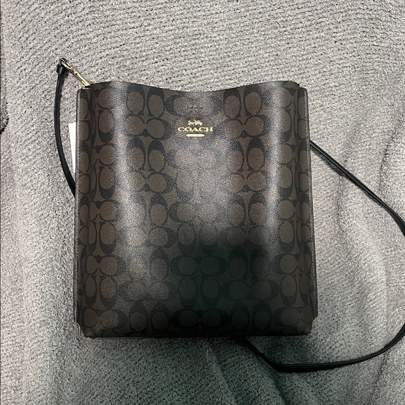 Coach Brown and Red Signature Bucket Bag - Picture 1 of 5